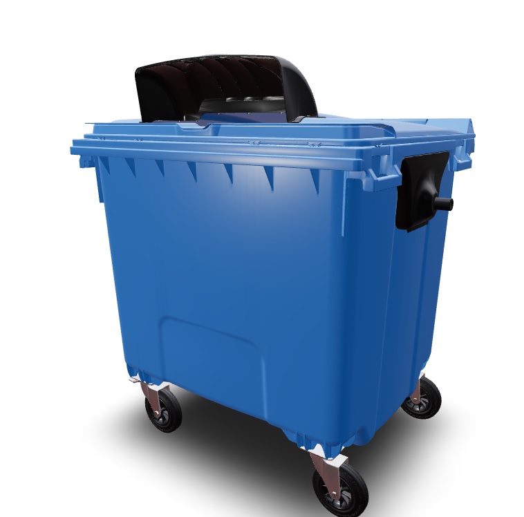 Контейнер для сміття пластиковий 1100 л.,синій CONTENUR з отворами під папір